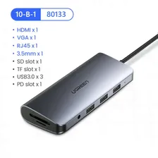 Адаптер Ugreen 80133 USB Type-C хаб 10 в 1 VGA/HDMI/RJ45/SD/USB 3.0/3,5мм